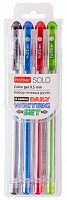 купить Набор гелевых ручек Hatber Solo ColorGel 4 цв. 0,5мм в пластиковом пенале с европодвесом