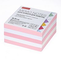 купить Блок бумаги для заметок Hatber 9х9х4,5см 2 цв. Розовый/Белый сменный в индив.упак.