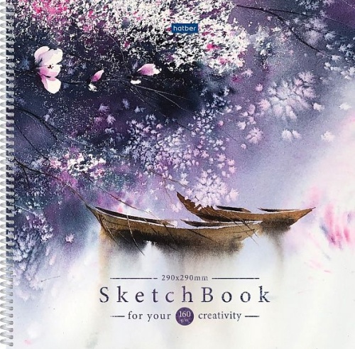 купить Premium Тетрадь SketchBook 32л А3ф 290х290мм 160г/кв.м без линовки на пластик.спирали запечат. оборот с пошаговыми эскизами -цветение сакуры в Ташкенте