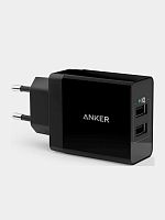купить Зарядное устройство Anker 24W wall charger 2-Port EU Black(p/n A2021L11