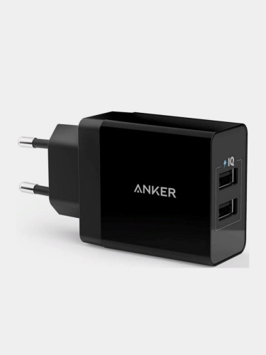 купить Зарядное устройство Anker 24W wall charger 2-Port EU Black(p/n A2021L11 в Ташкенте